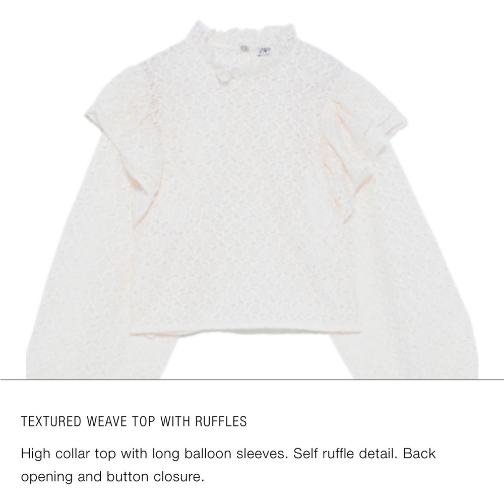 Zara Textured Weave Top with Ruffles